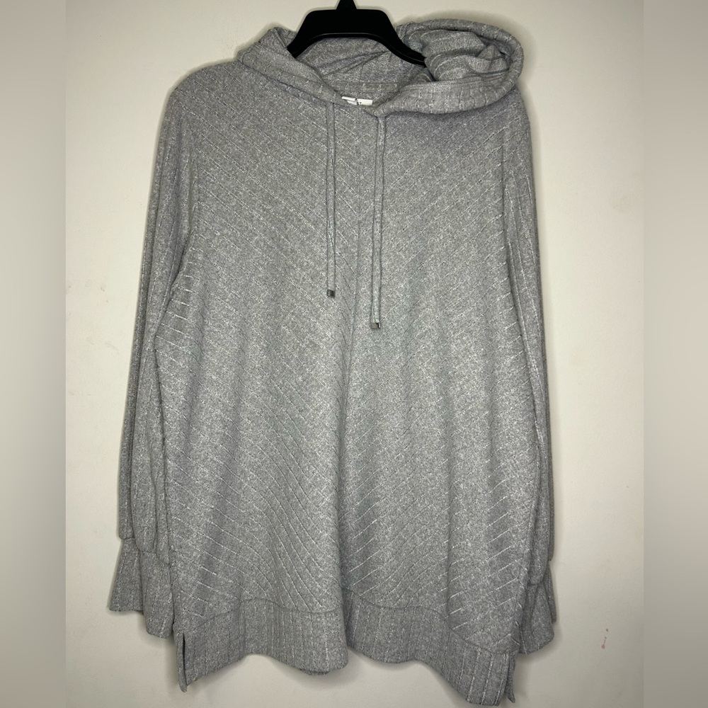 Nine West Heather Gray Hooded Knit Top. Womens XXL.
